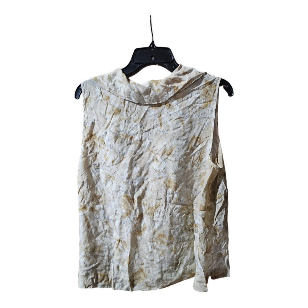 TALBOTS Tan Ruffle Silk Sleeveless Career Top‎ Blouse - Size 16W Petite - Picture 2 of 7